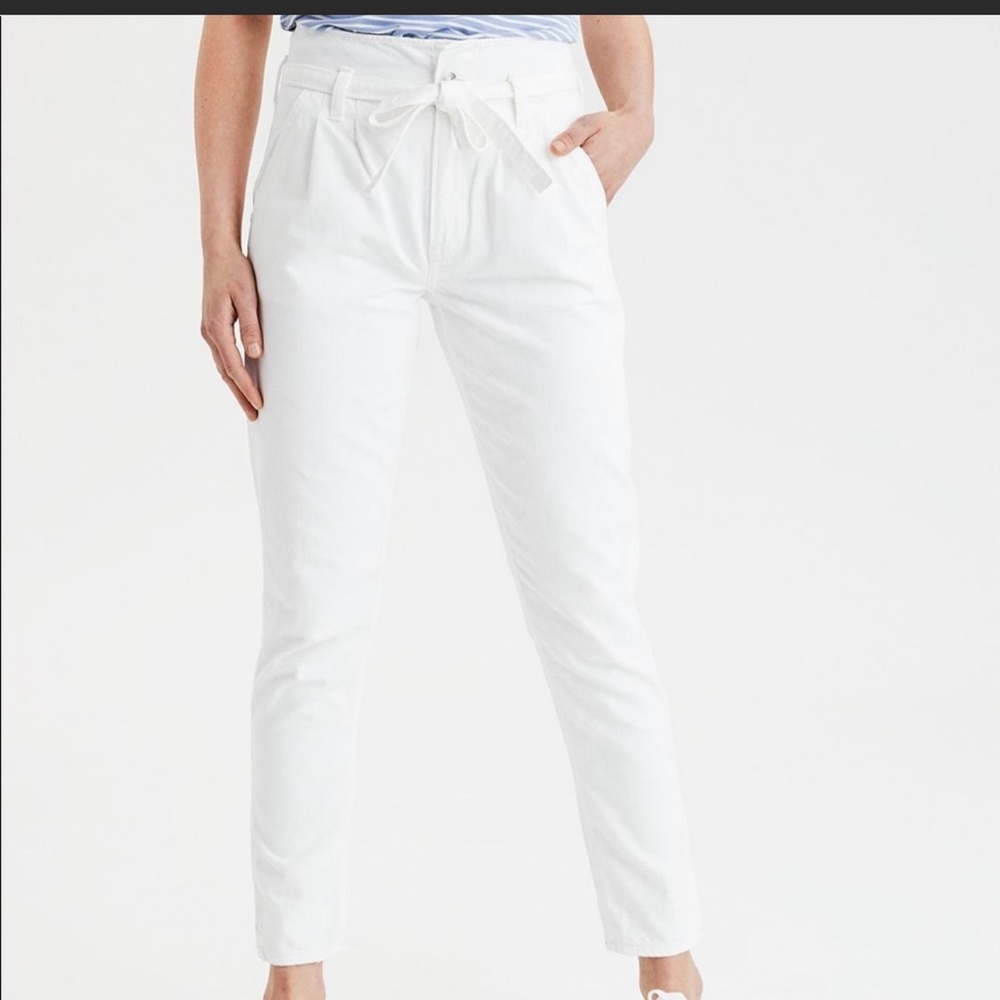 AE White paperbag mom jean